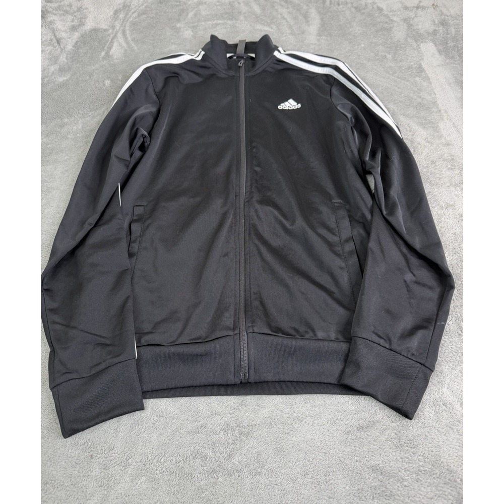 Adidas Men's Full Zip Track Jacket Size Small Black 3 Stripe